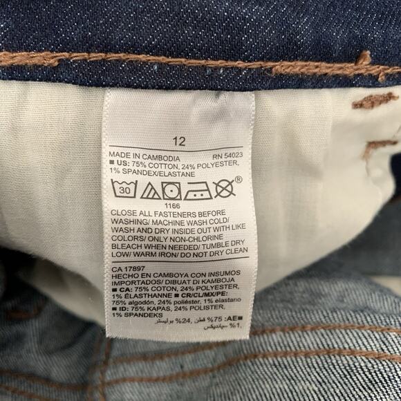 Old Navy Bermuda Jean Shorts Womens Sz 12 Dark Blue Stretch Denim Cuffed Midrise - Picture 4 of 6